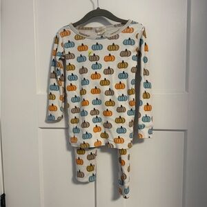 Pumpkin Print Kids Pajama Set - Multicolor